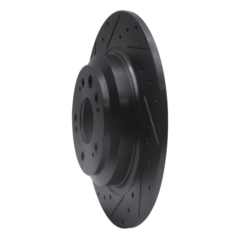 Acura TL Brake Rotor (1) - Rear Left - R1 Concepts - Drilled & Slotted - Black - `09-`14
